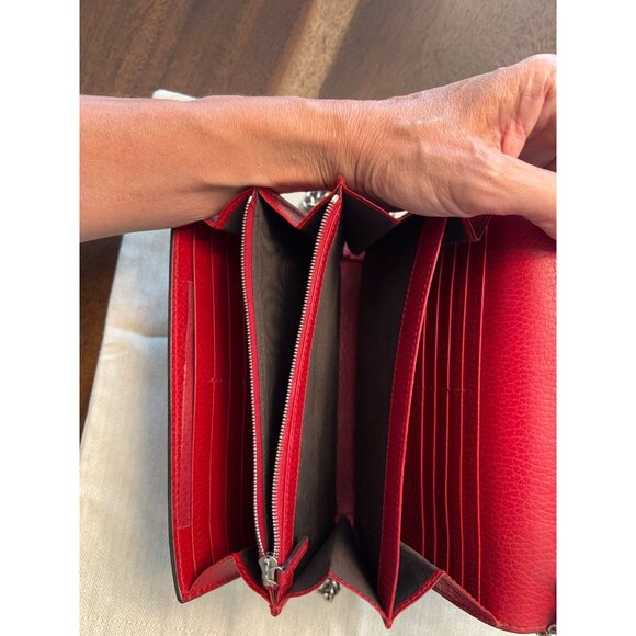 Gucci Dionysus Red Leather Crossbody Wallet With Chain Strap & Snake Buckle Deta - Picture 5 of 14